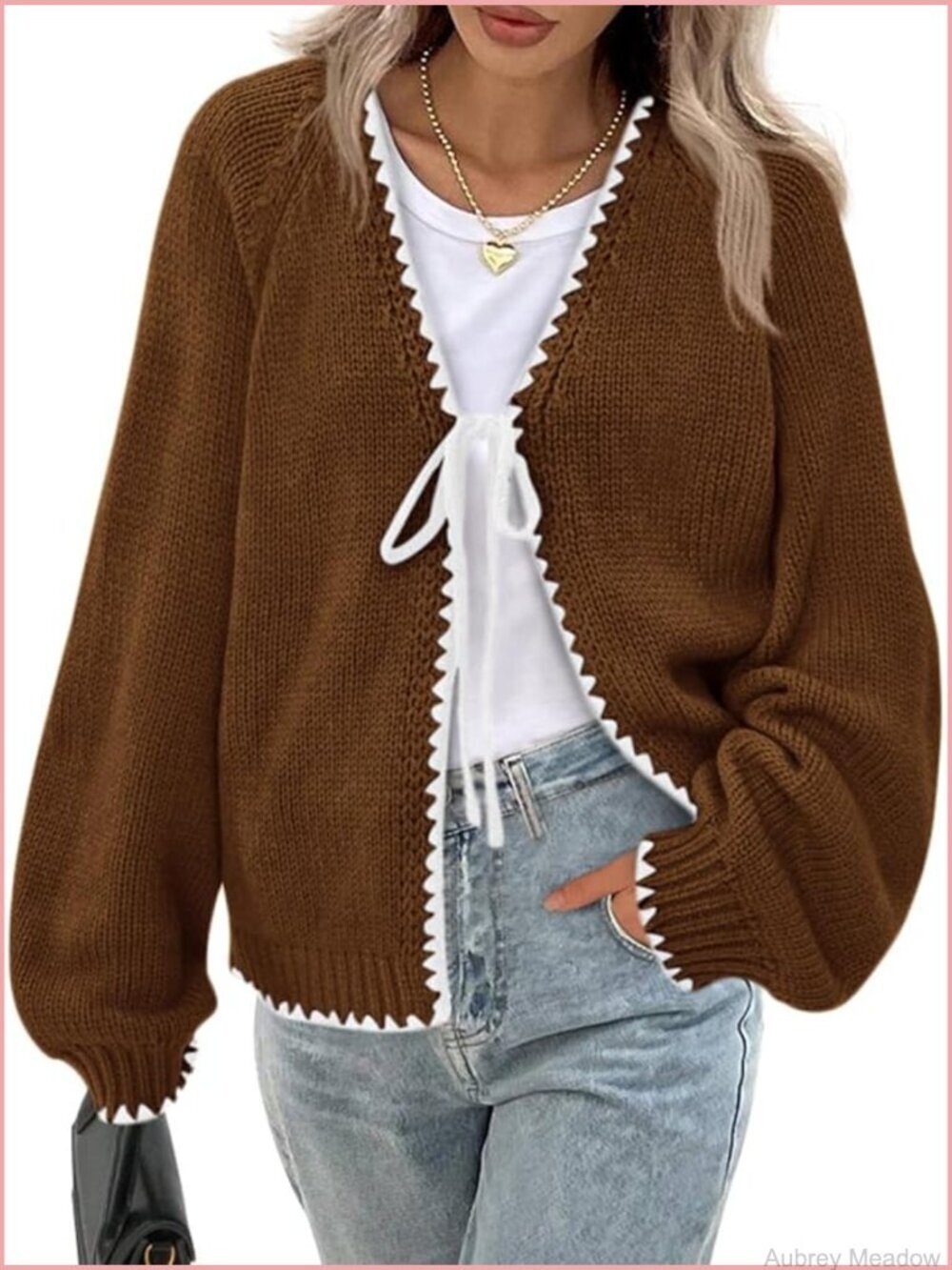 Long Sleeve Open Front Tie Cardigan Sweater Lightweight Loose Knit